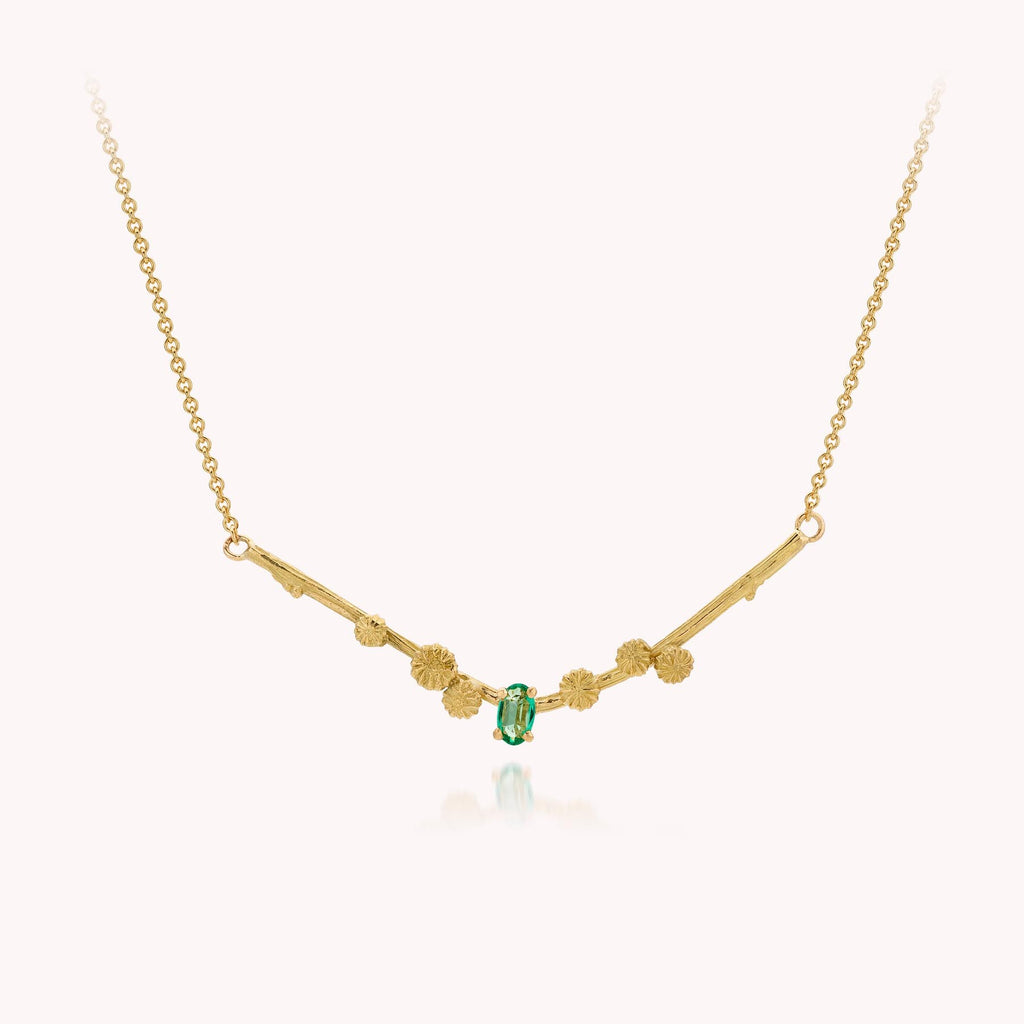 geelgouden  halsketting met smaragd