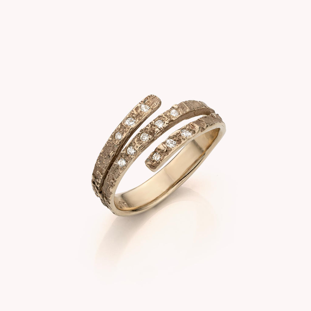 gouden ring driedubbele band met diamant