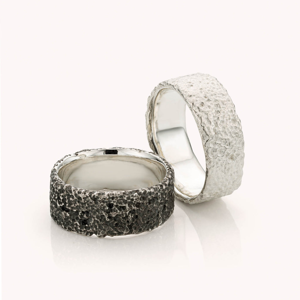 zilverenring ruw medium breed