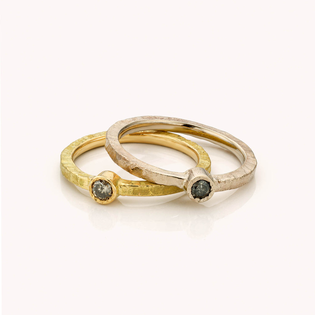 goudenring met zoutpeper diamant smalle versie