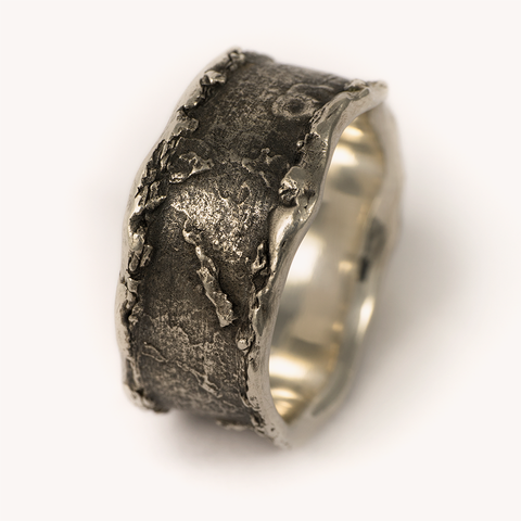 mannenring in zwart zilver