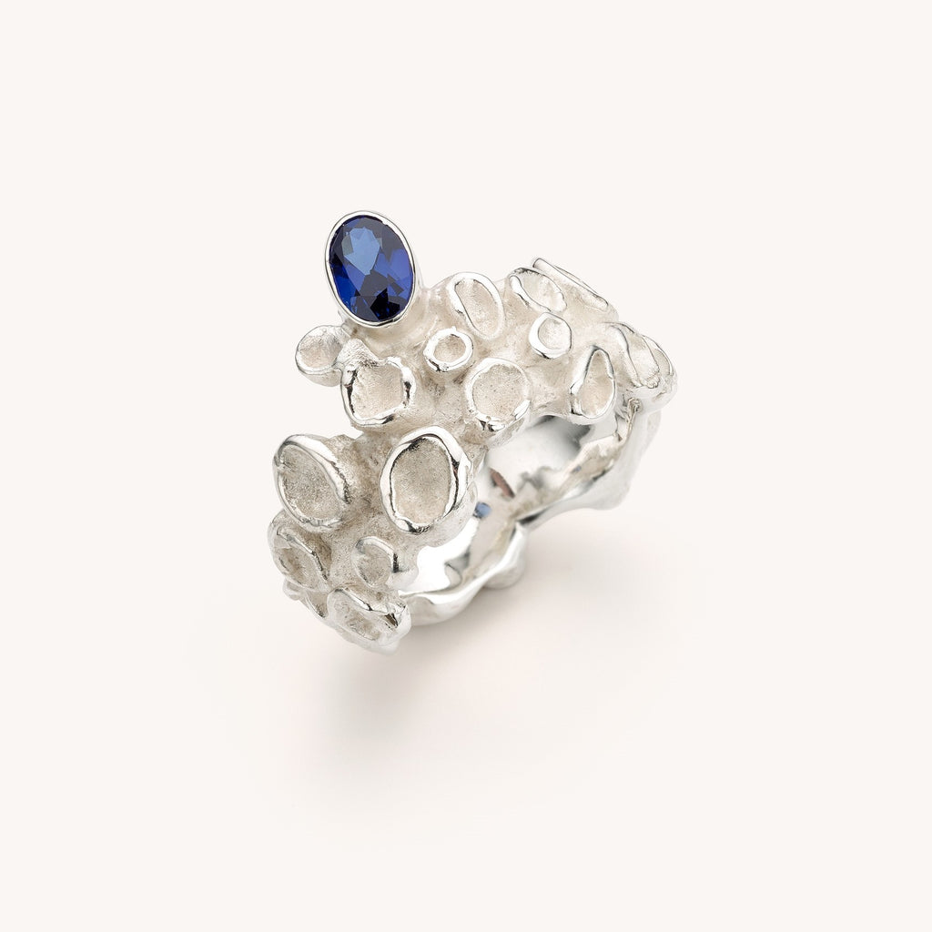 zilveren ring met granaat, saffier of peridoot