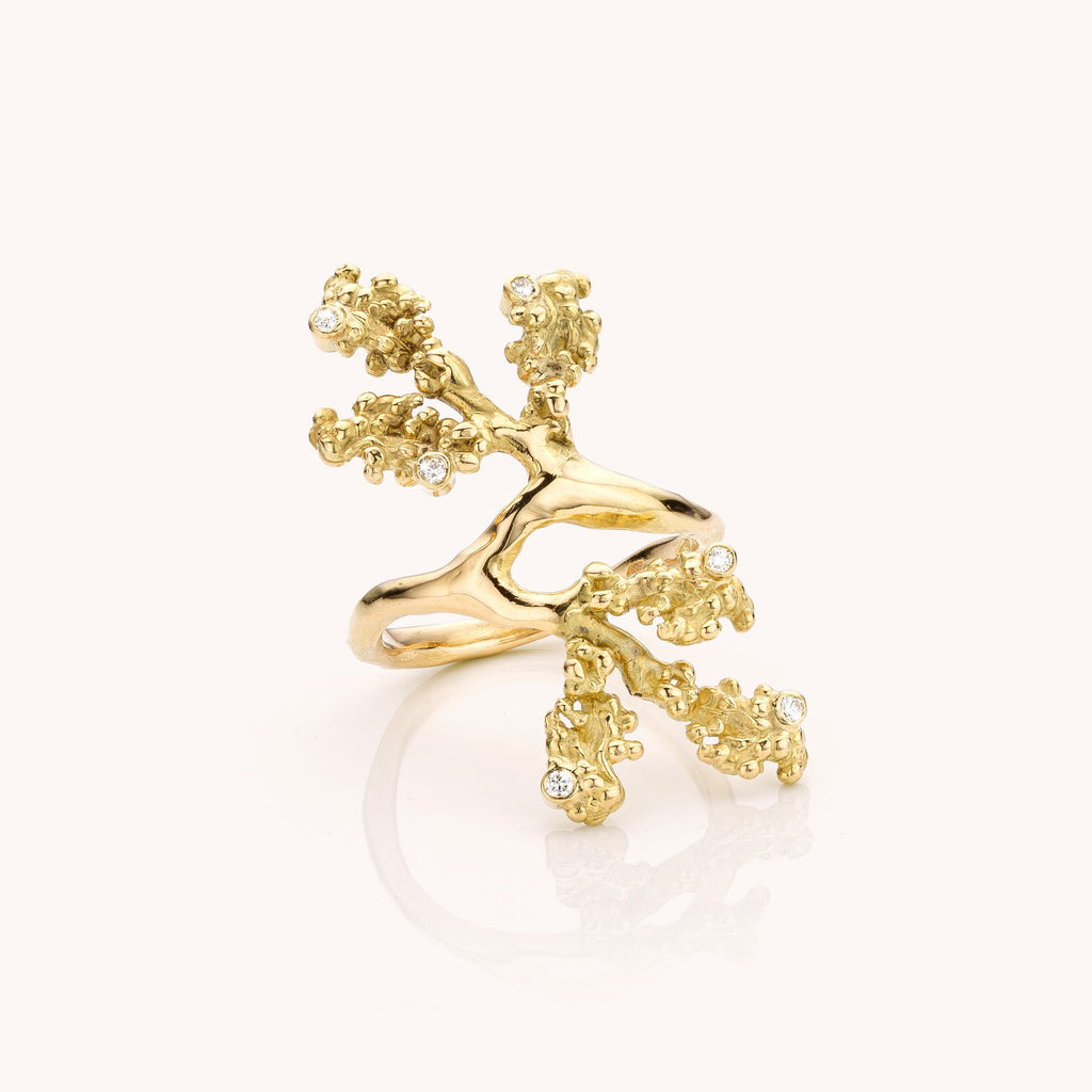 geelgouden ring met diamant